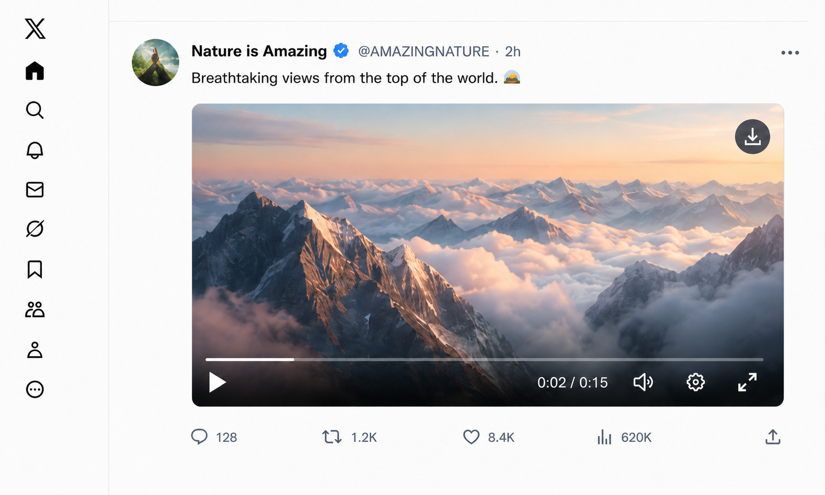 公開 X 動画の右上に DownXVideo の丸いダウンロードボタンが表示されている画面
