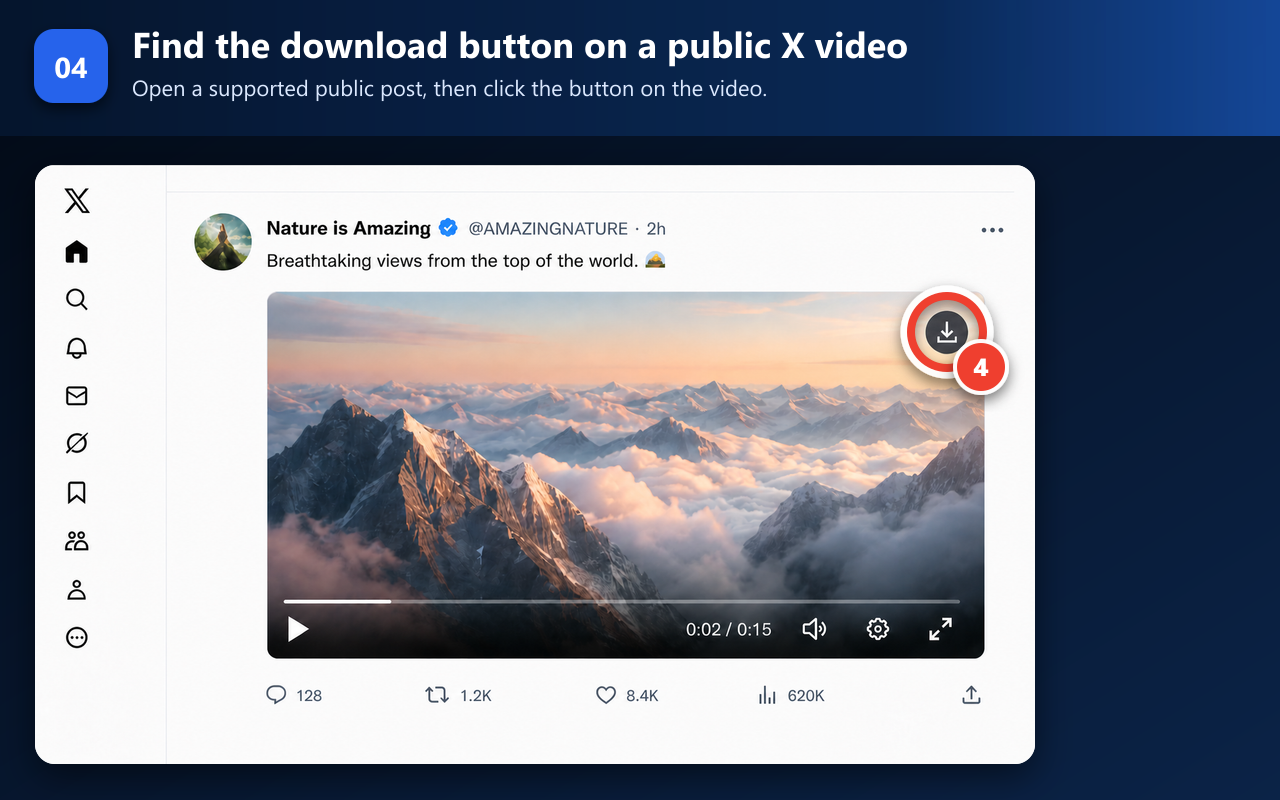 Video X công khai của Nature is Amazing với nút DownXVideo được đánh dấu rõ ràng.